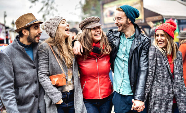 Milennial Students Group Walking Europe City Center Next Gen Life Royalty Free Stock Images