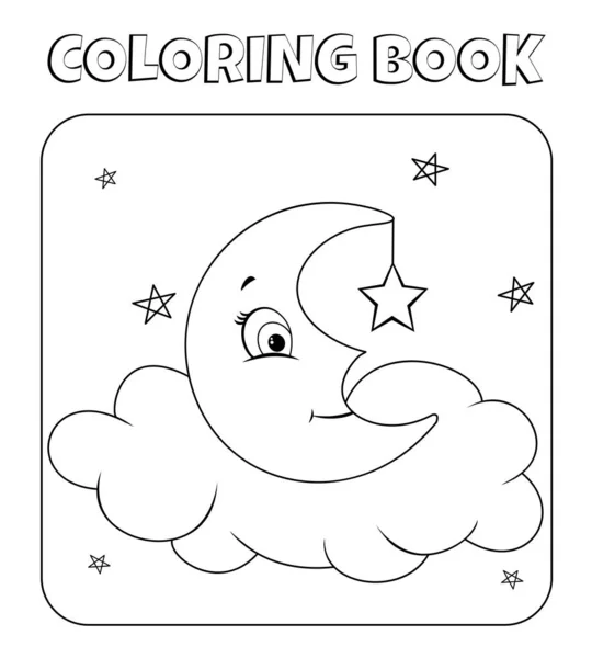 Coloring Vechely Bright Rainbow Rainnight Moon Coloring Page Bows Stars — Stock vektor