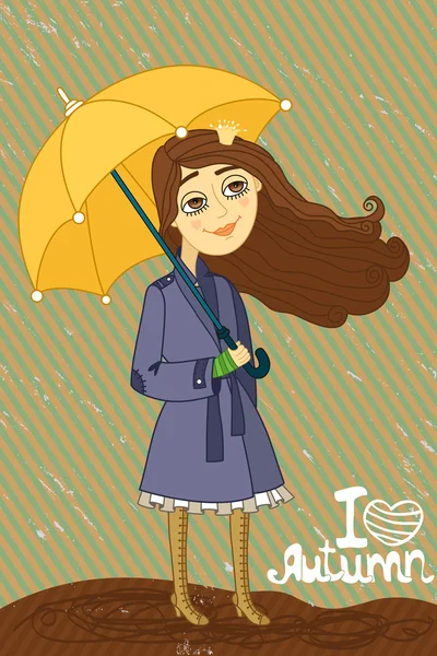 Girl with umbrella — Stock Vector