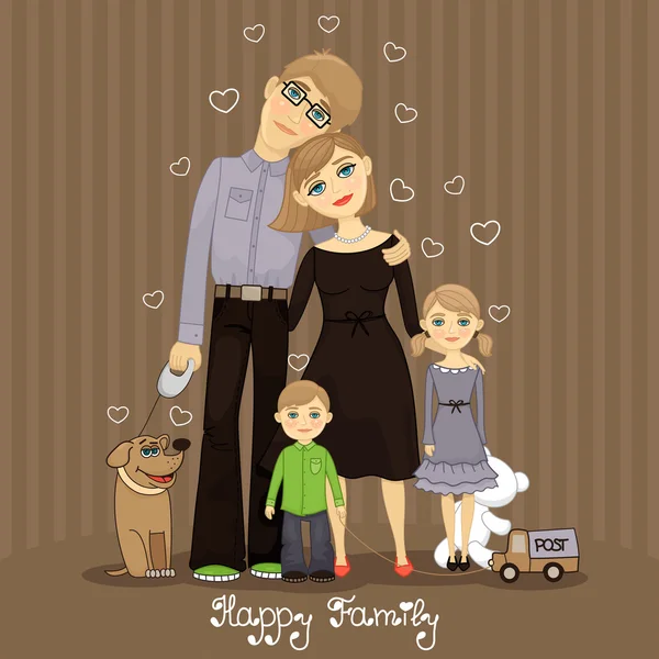 Aile: Baba, anne, kızı, oğlu ve köpek