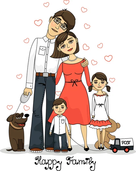 Aile: Baba, anne, kızı, oğlu ve köpek