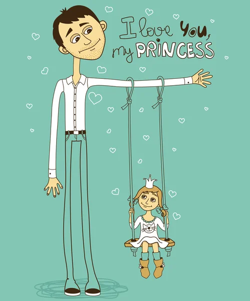 Babasının kolunda asılı salıncak.