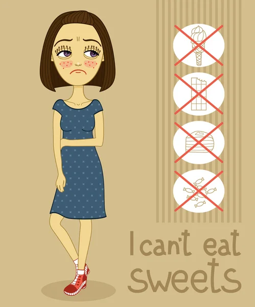Dívka je smutný, protože nemůže jíst sladkosti — Stockový vektor