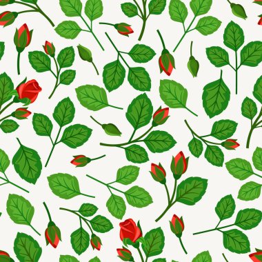 Beyaz zemin üzerine gül ile Seamless Modeli