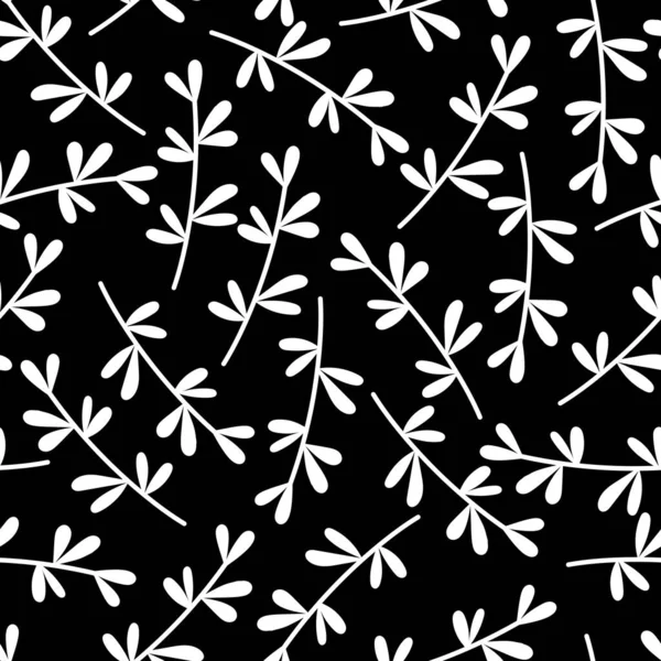 Бесшовный Рисунок Белыми Ветвями Черном Фоне Стоковая Иллюстрация