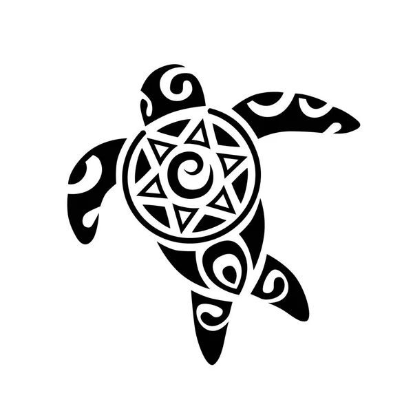 Tartaruga Mare Stile Maori Disegno Del Tatuaggio — Vettoriale Stock