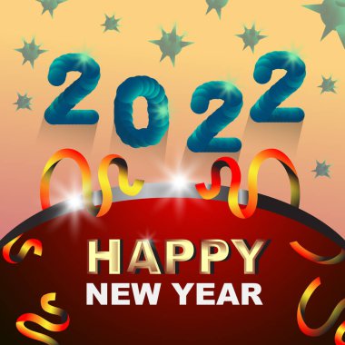 Mutlu yıllar 2022 Vektör Sanat Çizimi Tasarımı
