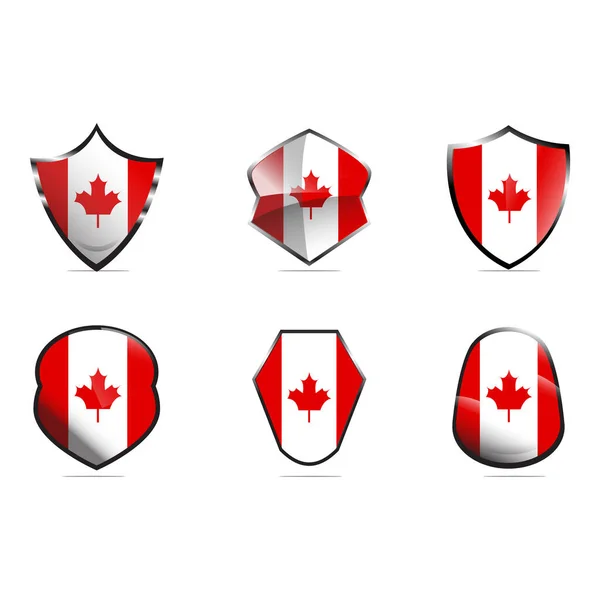 Canadese Shield Set Vector Art Illustratie Rechtenvrije Stockillustraties