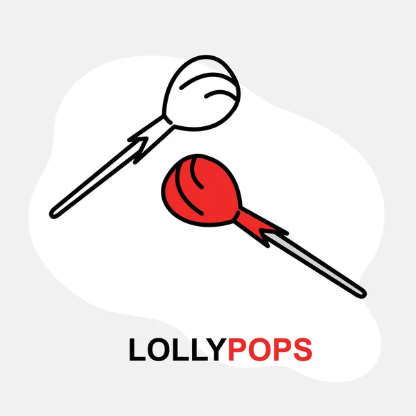 Lollipop Zeilensymbol Und Farbige Vektorgrafik Illustration — Stockvektor