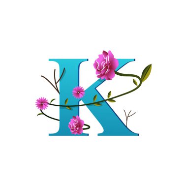 Yaratıcı çiçek simgesi K logosu resim çizimi