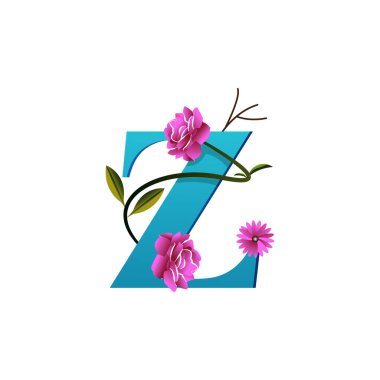 Yaratıcı çiçekli Z logosu resim çizimi