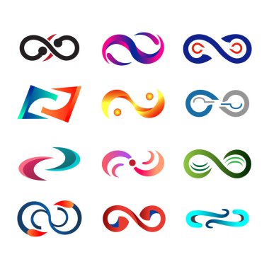 Sonsuzluk soyut ögeler logo simgeleri kümesi
