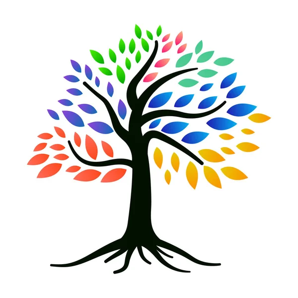 Colorful Tree Leaves Vector Icon Symbol Design — Vetor de Stock