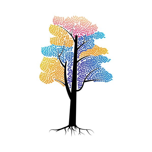 多彩的树 叶子矢量图标设计 — 图库矢量图片