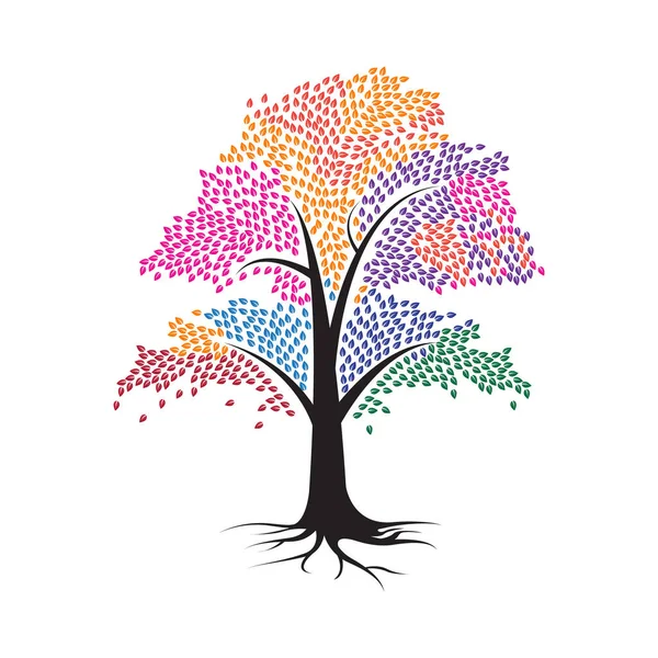 Colorful Tree Leaves Vector Icon Symbol Design — Vetor de Stock