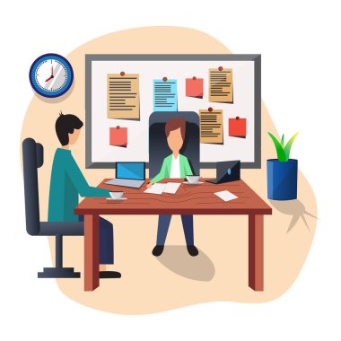 Ofis iş vektörü sanat çizimi tasarımı