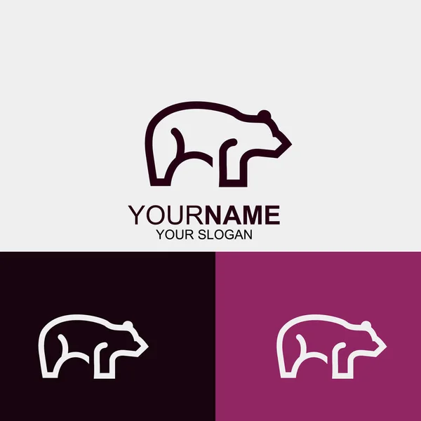 Bear Linha Tipo Logotipo Design Símbolo Ilustração —  Vetores de Stock