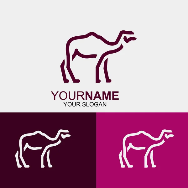 Camel Linha Tipo Logotipo Design Símbolo Ilustração —  Vetores de Stock