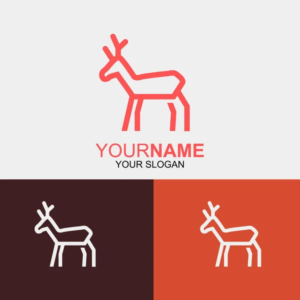 Deer Linha Tipo Logotipo Design Símbolo Ilustração —  Vetores de Stock