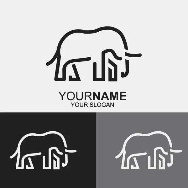 Elephant Line Type Logo Design Symbol Illustration — Stock Vector