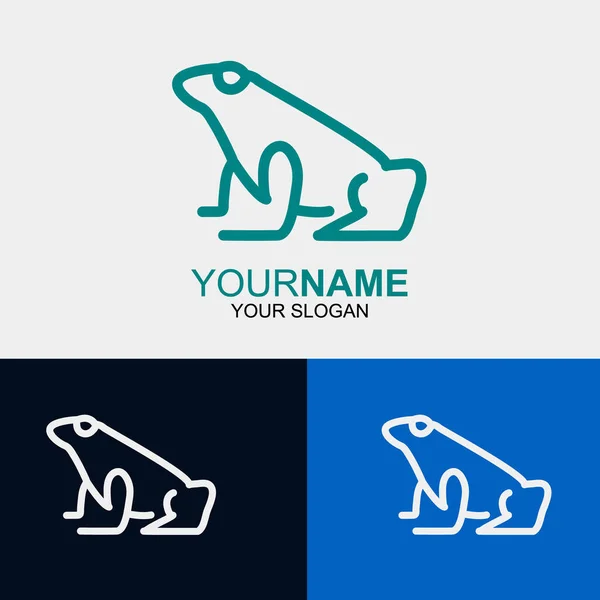 Frog Linha Tipo Logotipo Design Símbolo Ilustração —  Vetores de Stock