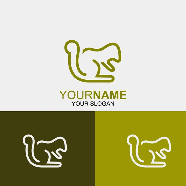 Squirrel Лінії Типу Логотипу Дизайну Символів Ілюстрації — стоковий вектор