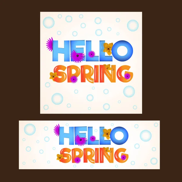Hola Primavera Temporada Banner Vector Arte Ilustración — Vector de stock