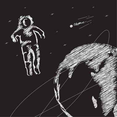Astronot çizim vektör sanat illüstrasyonu