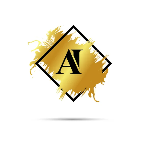 Altın Yapay Zeka Logosu Vektör Sanat Tasarımı — Stok Vektör