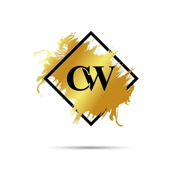 金色Cw标志矢量艺术设计 — 图库矢量图片