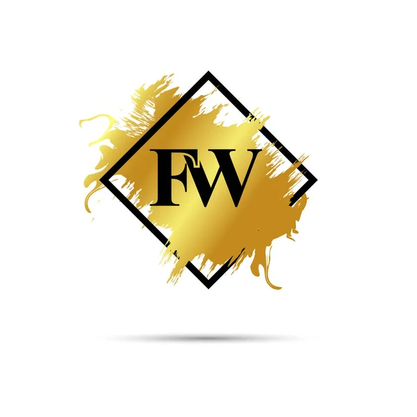 金色Fw标志矢量艺术设计 — 图库矢量图片
