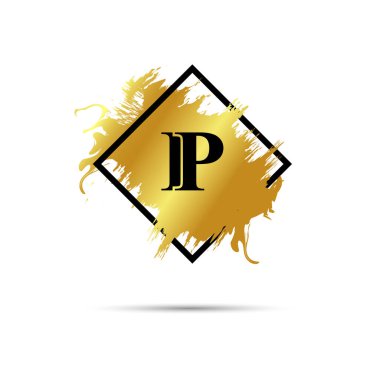 Altın IP logo sembolü vektör sanat tasarımı