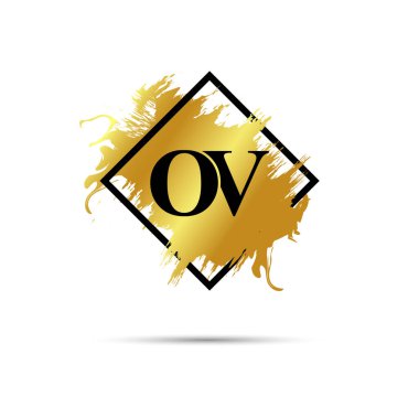 Gold OV logo symbol vector art design