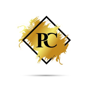 Gold PC logo symbol vector art design