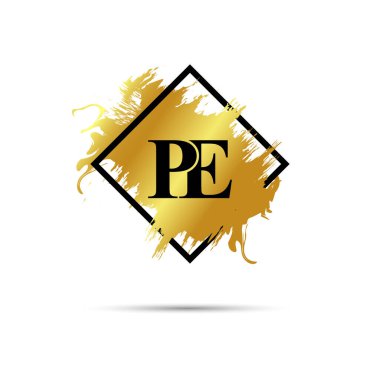 Gold PE logo symbol vector art design