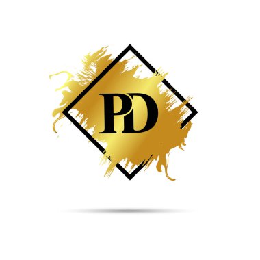 Gold PD logo symbol vector art design
