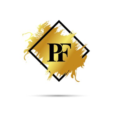 Gold PF logo symbol vector art design
