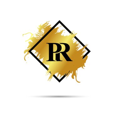 Gold PR logo symbol vector art design