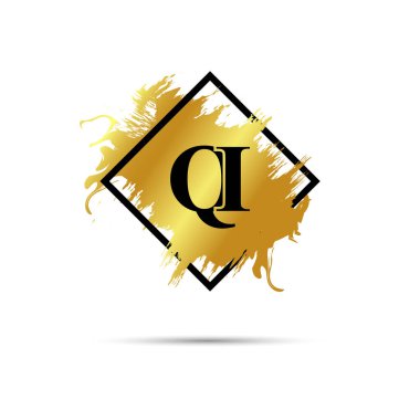 Gold QI logo symbol vector art design