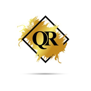 Gold QR logo symbol vector art design