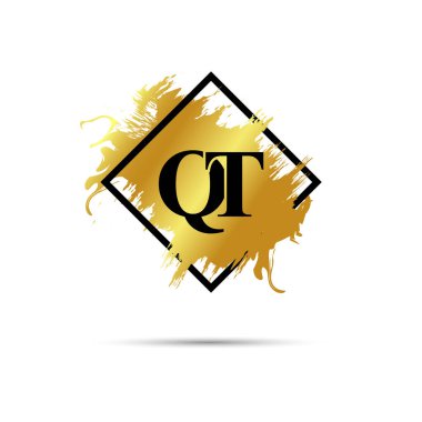 Gold QT logo symbol vector art design