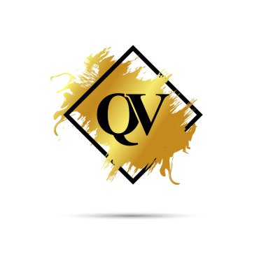 Gold QV logo symbol vector art design