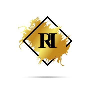 Altın RI logo sembolü vektör sanat tasarımı