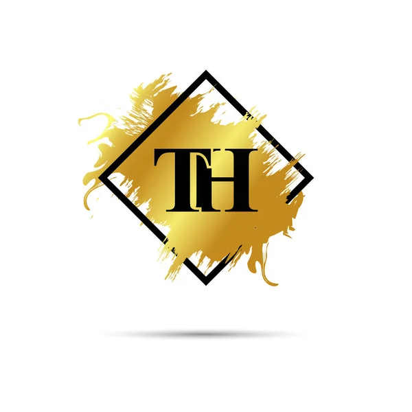 金色Th标志矢量艺术设计 — 图库矢量图片