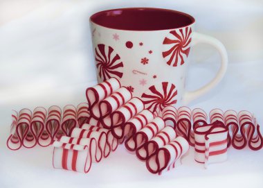 Holiday Ribbon Candy and Festive Christmas Mug clipart