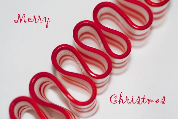 Merry Christmas Peppermint Red and White Christmas Ribbon Candy — Stock Photo, Image