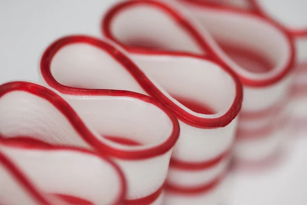 Old Fashioned Red and White Christmas Ribbon Candy Macro — Stock Photo, Image