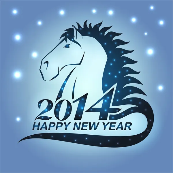 Häst med stjärnor som en symbol för 2014 Stockvektor