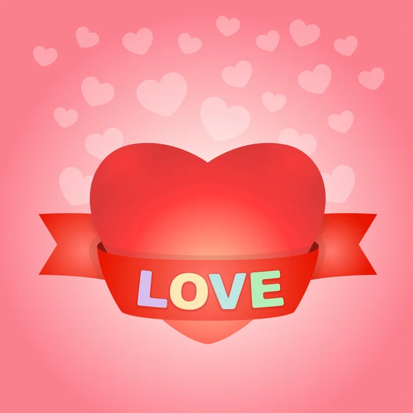 Stor kärlek hjärtat på pink — Stock vektor