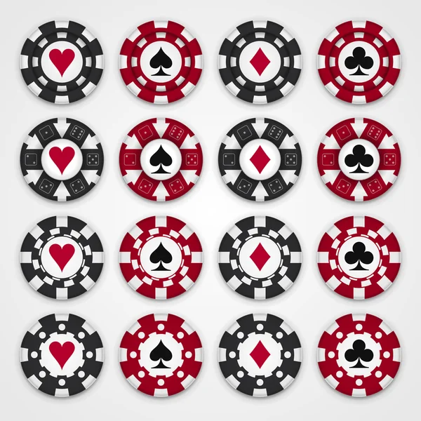 Joli jeu de jetons de casino — Image vectorielle
